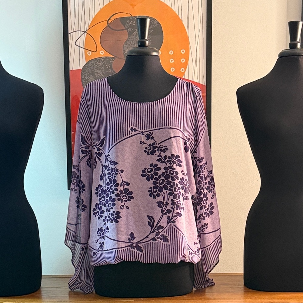 Floral Print Women's Top - Purple